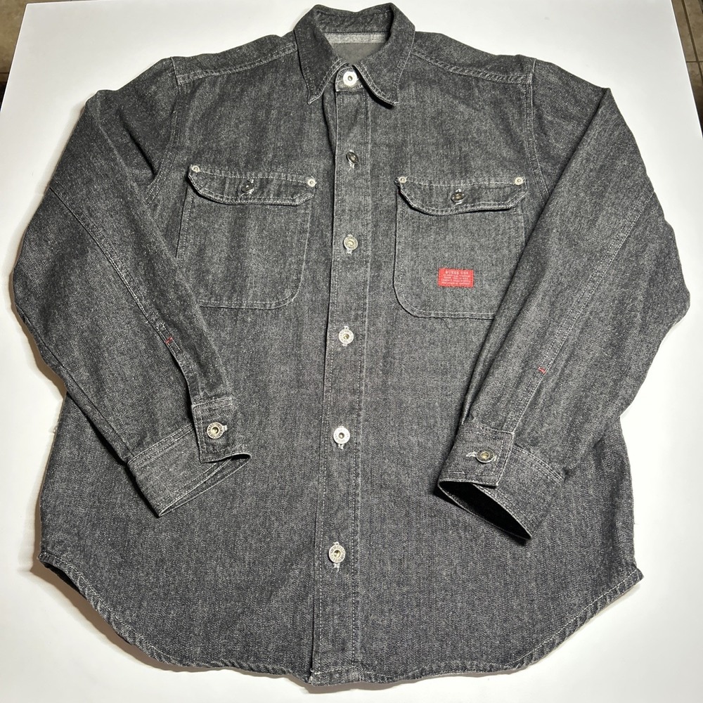 Vtg Guess Denim Shirt Shacket Heavyweight Dark Washed Made In USA Mens Size M